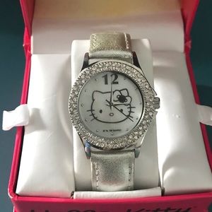 Hello Kitty leather silver band watch